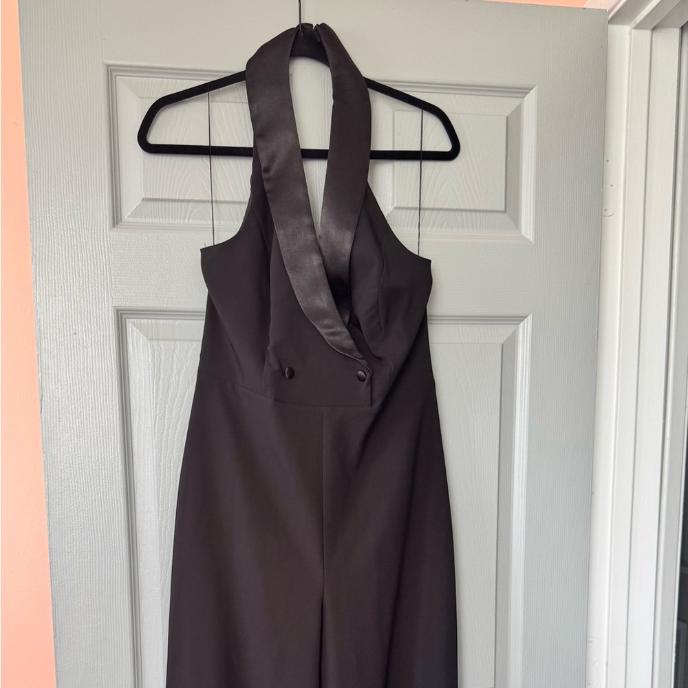 Elegant Black Tuxedo Jumpsuit - Picture 4 of 7